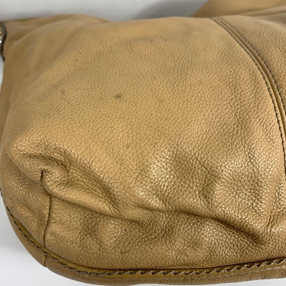 TIGNANELLO Camel Tan Leather Zipper Magnetic Closure Hobo Saddle Shoulder Bag - Picture 6 of 14